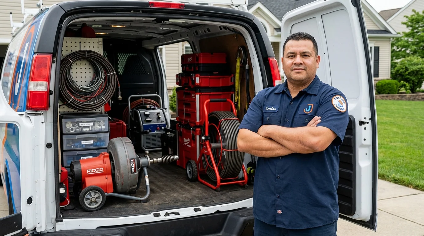Professional drain cleaning equipment and Johns Plumbing LLC plumber in Humboldt